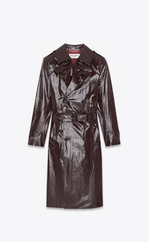 lacquered-effect trench coat