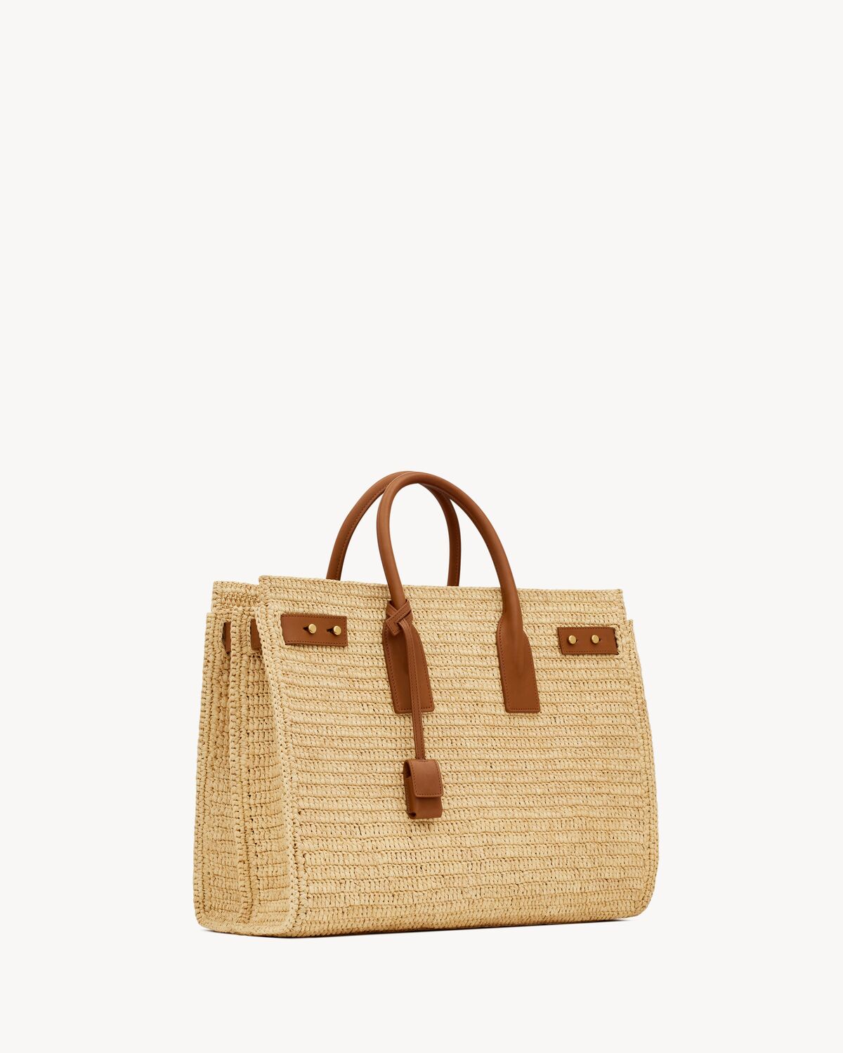 sac de jour supple in raffia and leather - medium