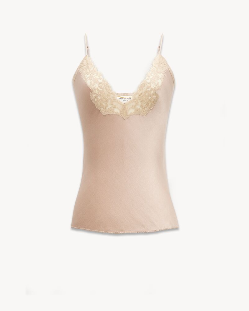 lingerie top in silk satin and lace