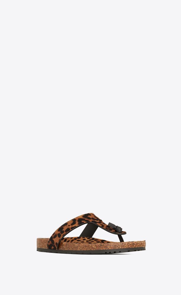 Jimmy flat sandals in leopard-print pony-effect leather | Saint Laurent | YSL.com