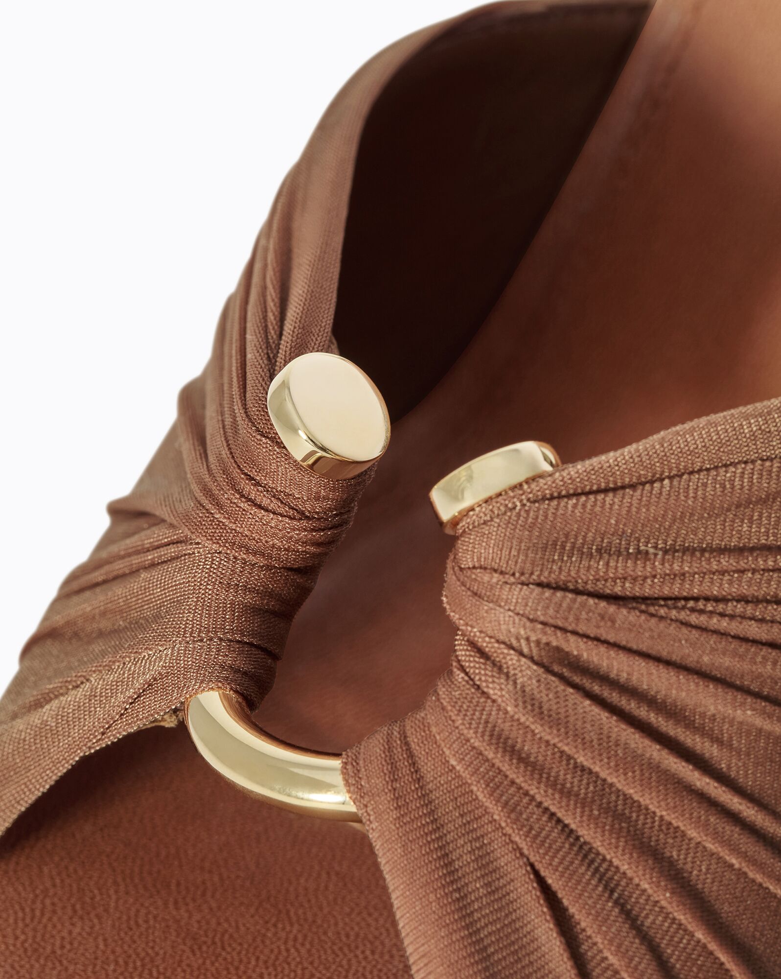 LOLA mules in smooth leather and draped jersey