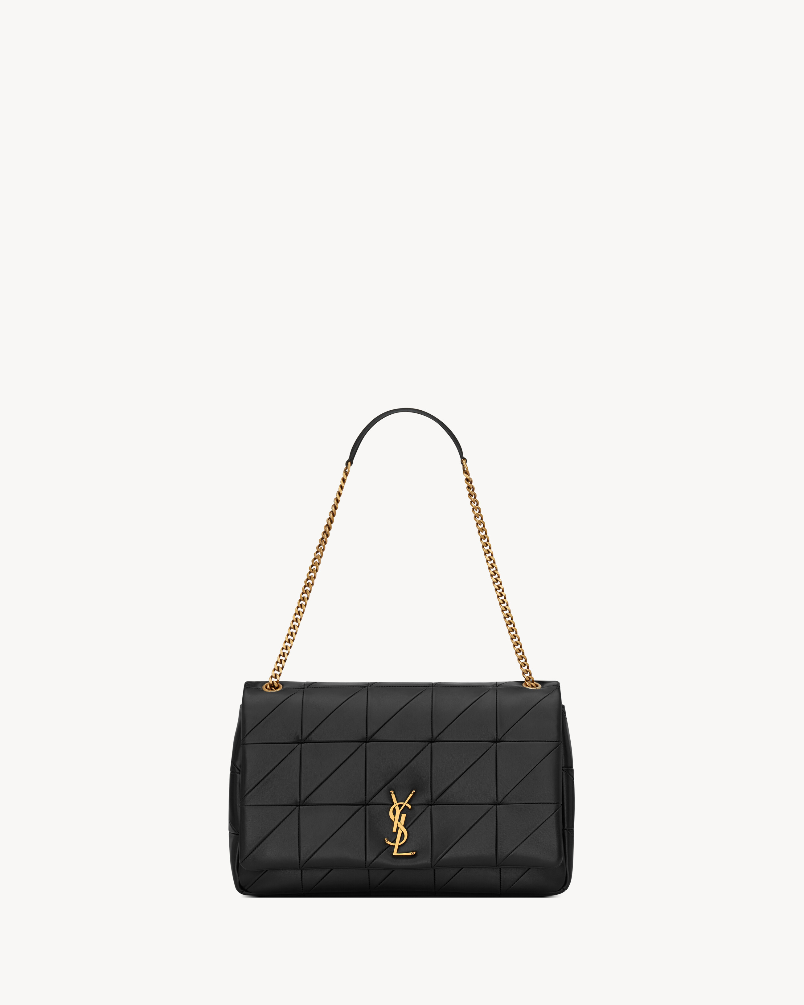 Saint Laurent Jamie Ysl Shearling Chain Shoulder Bag In Natural