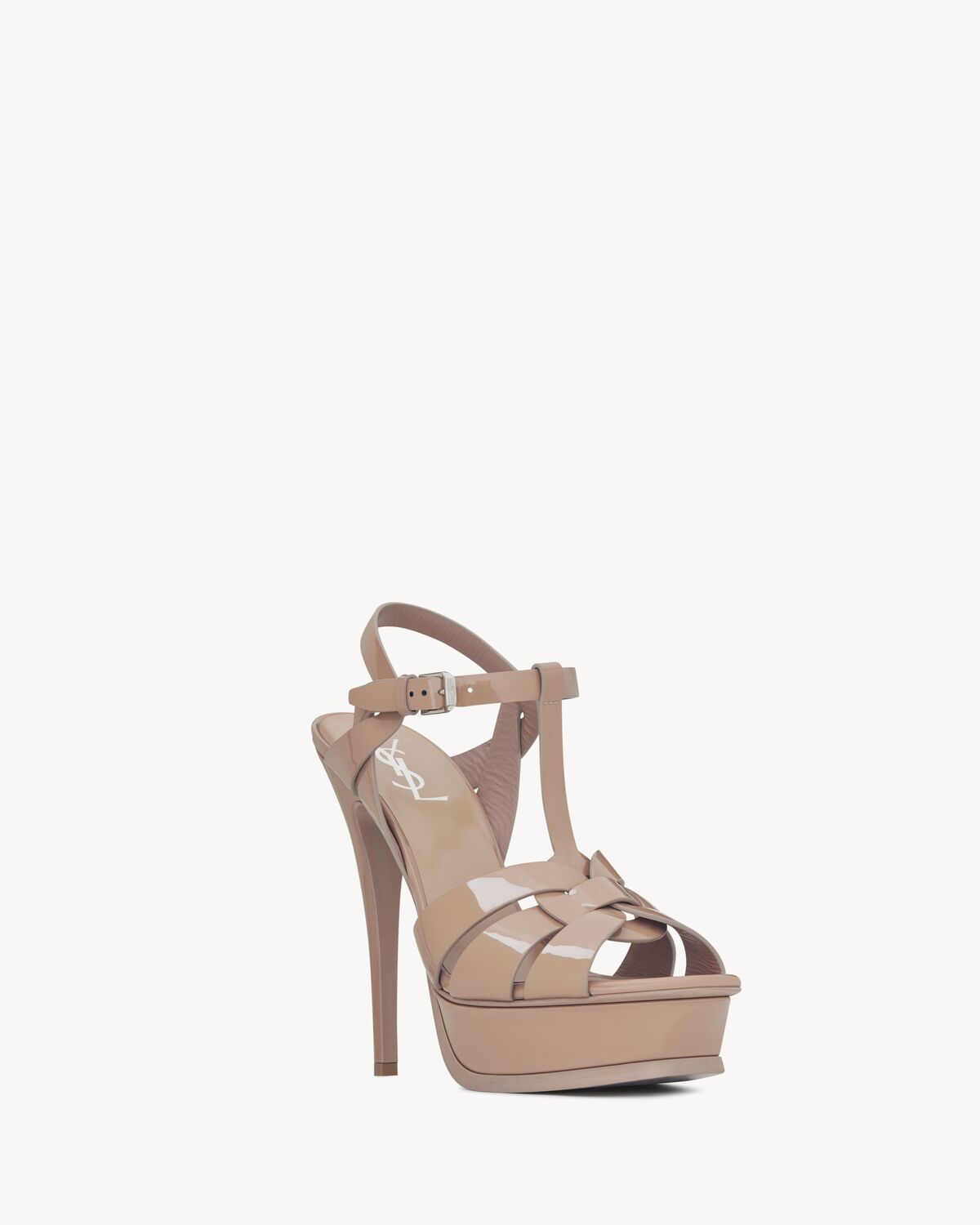 생로랑 페이턴트 가죽 TRIBUTE 플랫폼 샌들 457752B8I009935