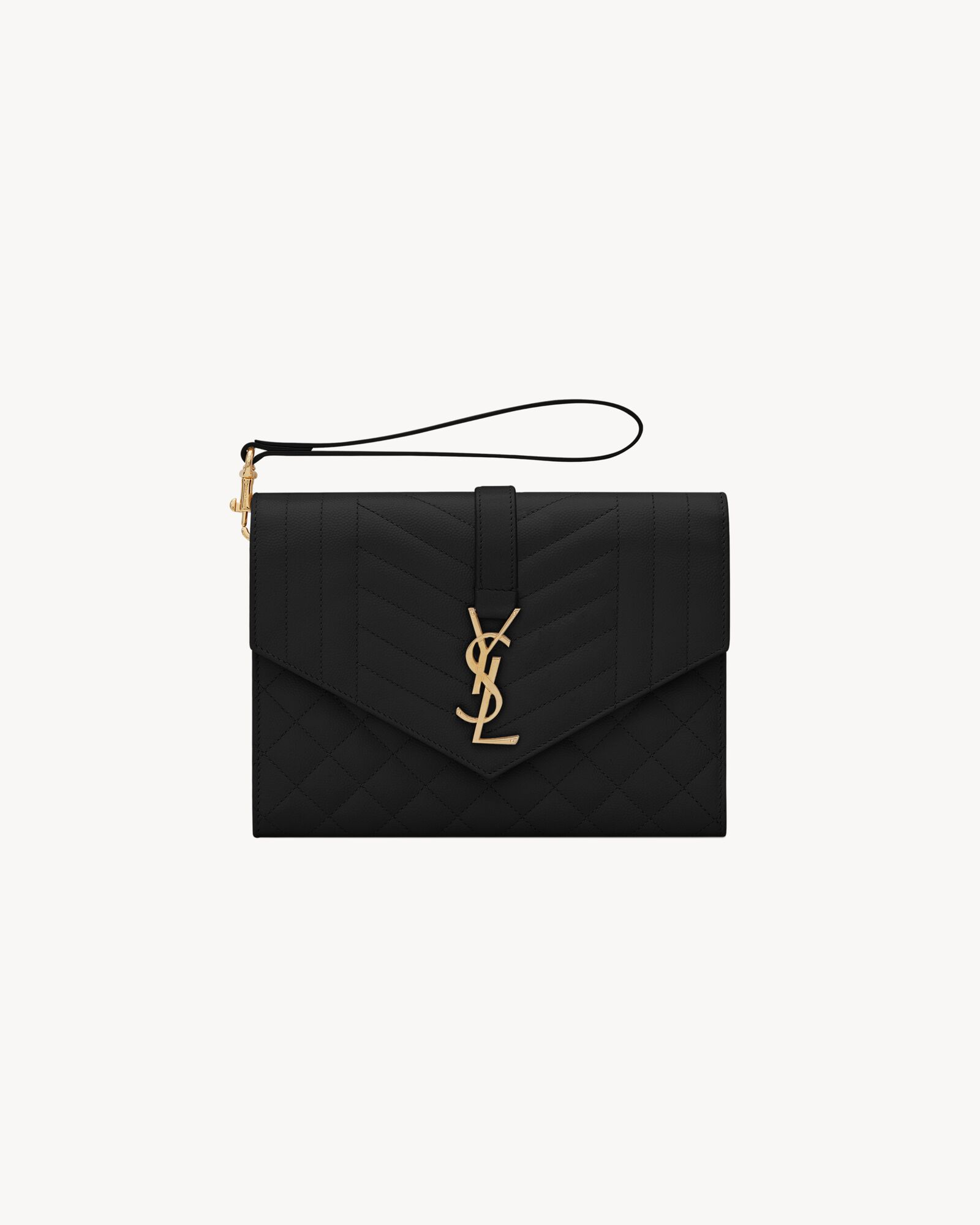 Ysl Envelope Clutch Bag ENVELOPE FLAP Pouch In MIX MATELASSÉ GRAIN