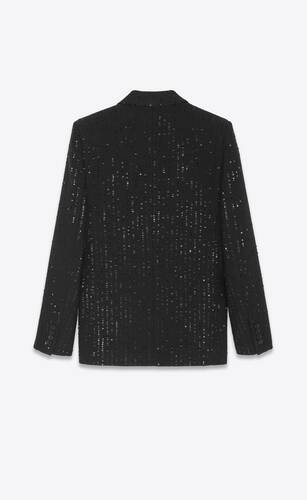 double-breasted jacket in sequined tweed