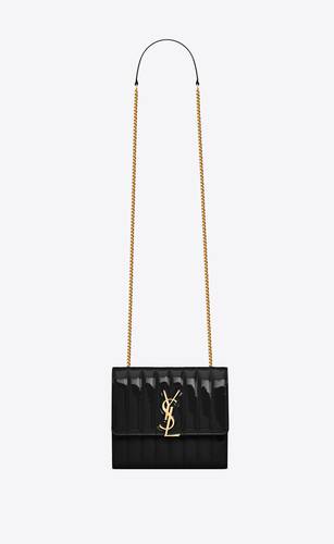 vicky chain wallet in quilted patent leather