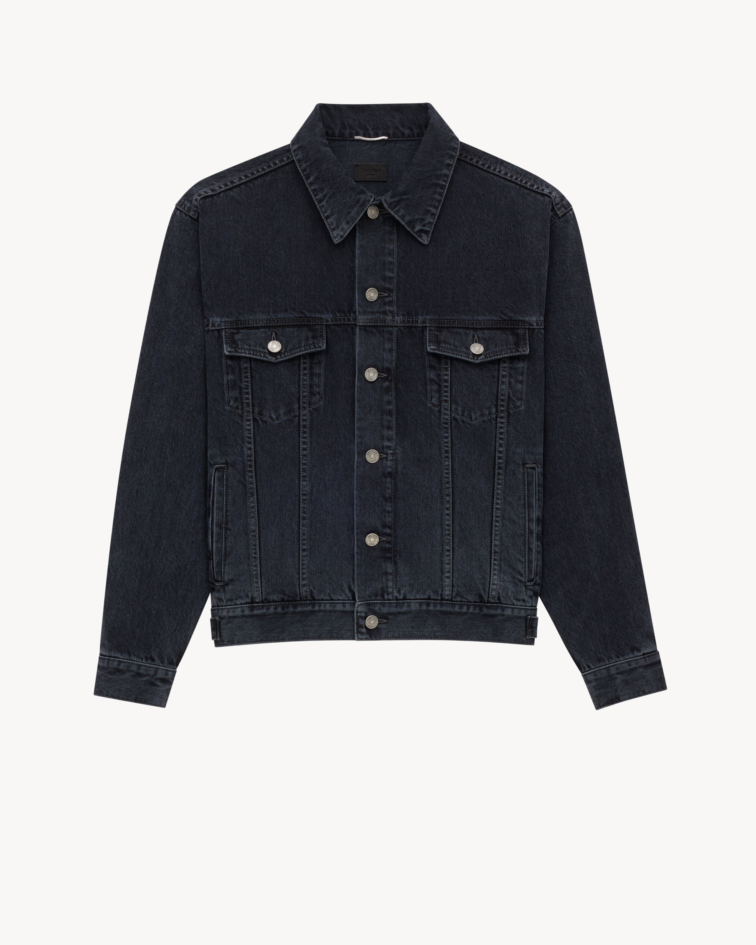 trucker jacket in french black denim in Black Saint Laurent