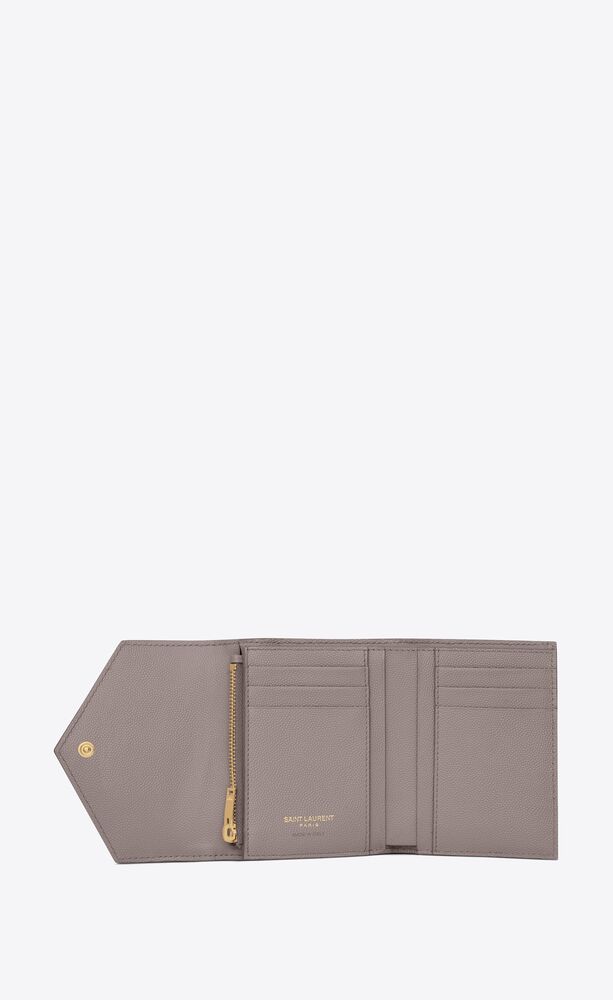 Shop Saint Laurent Cassandre Matelassé Compact Tri Fold Wallet In
