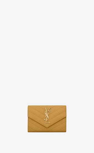 cassandre saint laurent matelassé small envelope wallet in grain de poudre embossed leather
