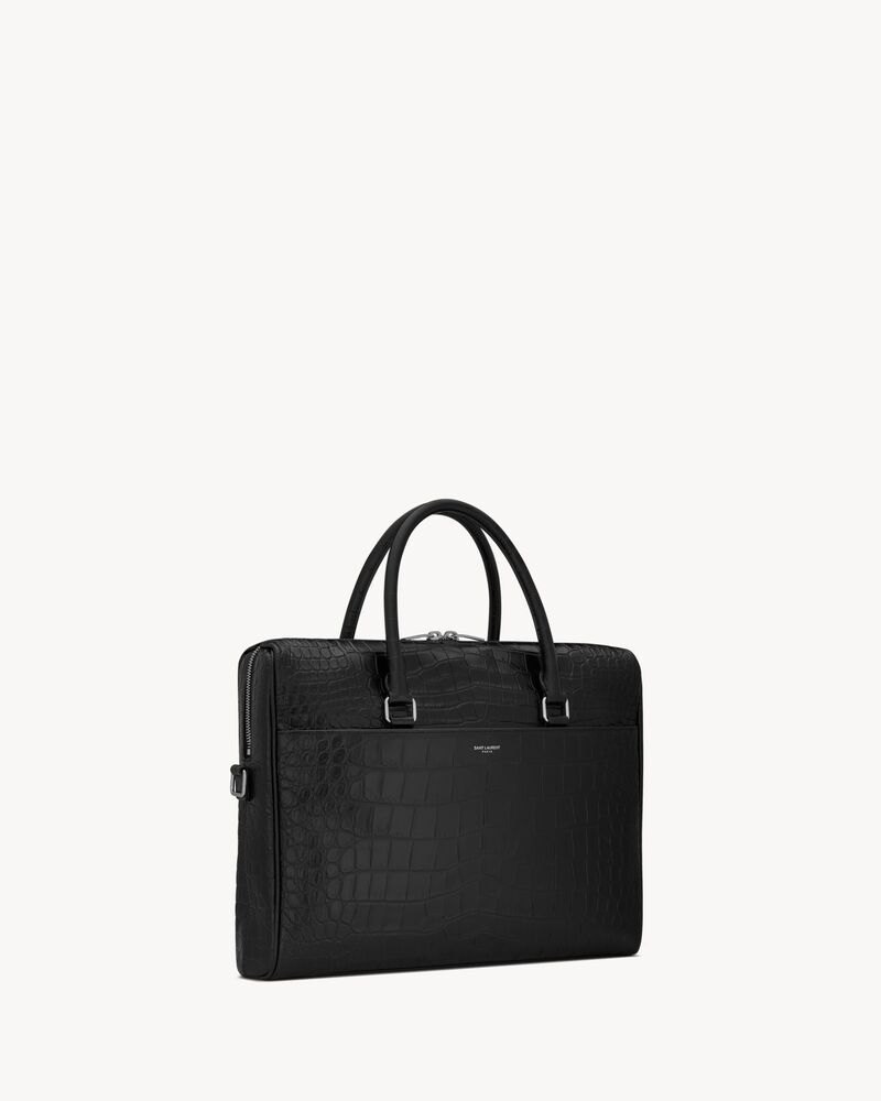 DUFFLE SAINT LAURENT in pelle opaca di coccodrillo goffrata