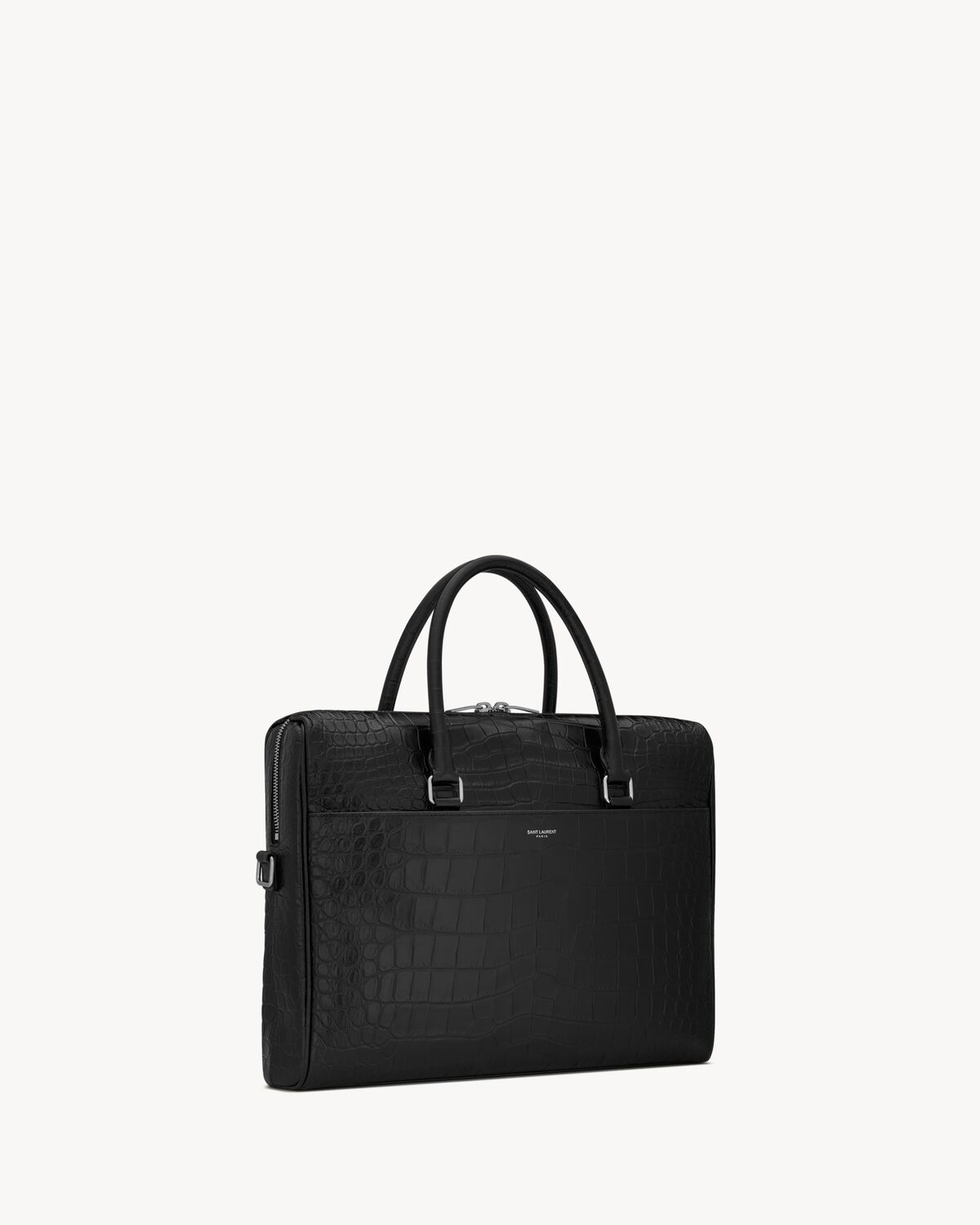 DUFFLE SAINT LAURENT briefcase bag in crocodile-embossed matte leather
