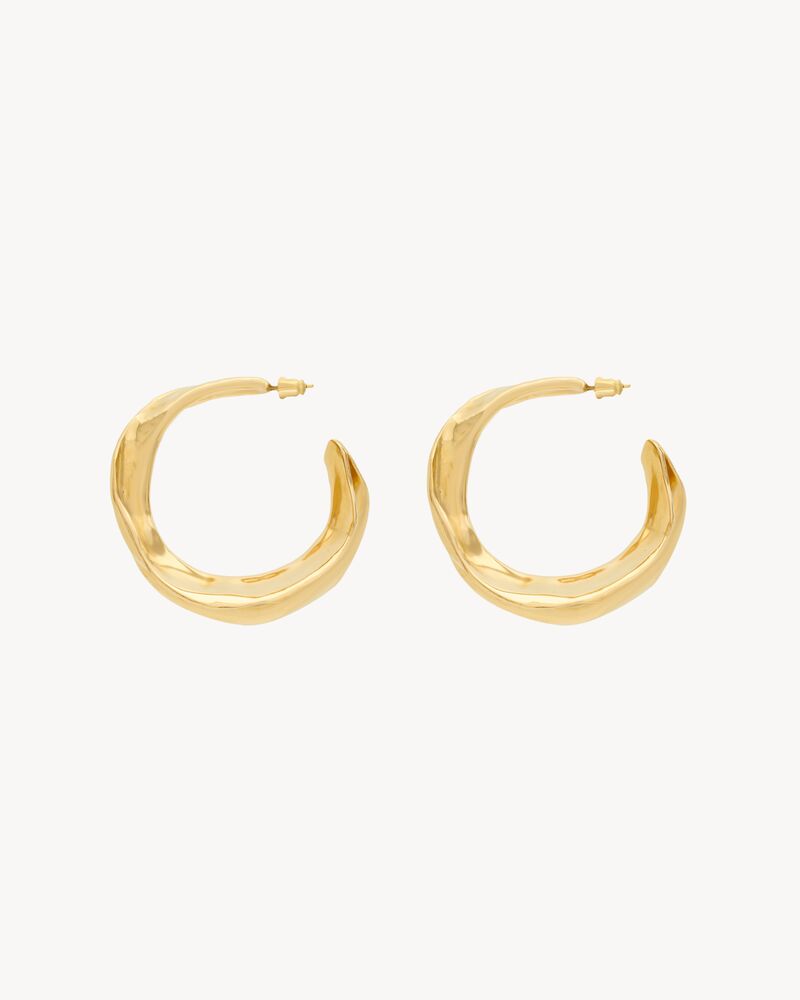 twisted leaf hoop earrings in metal