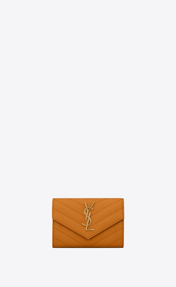 monogram small envelope wallet in grain de poudre embossed leather