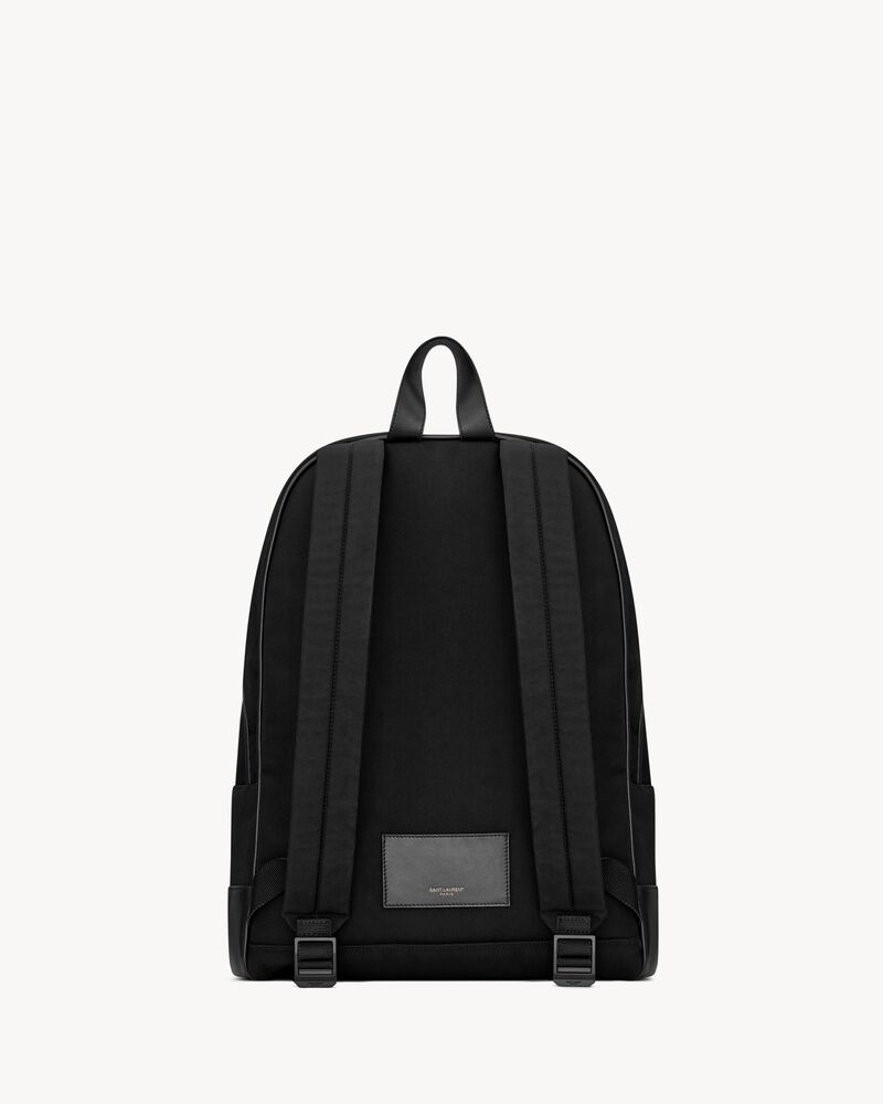 mochila city em canvas de nylon e couro