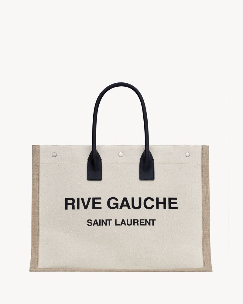 Rive Gauche Tote Bag groß aus Leinen und Leder