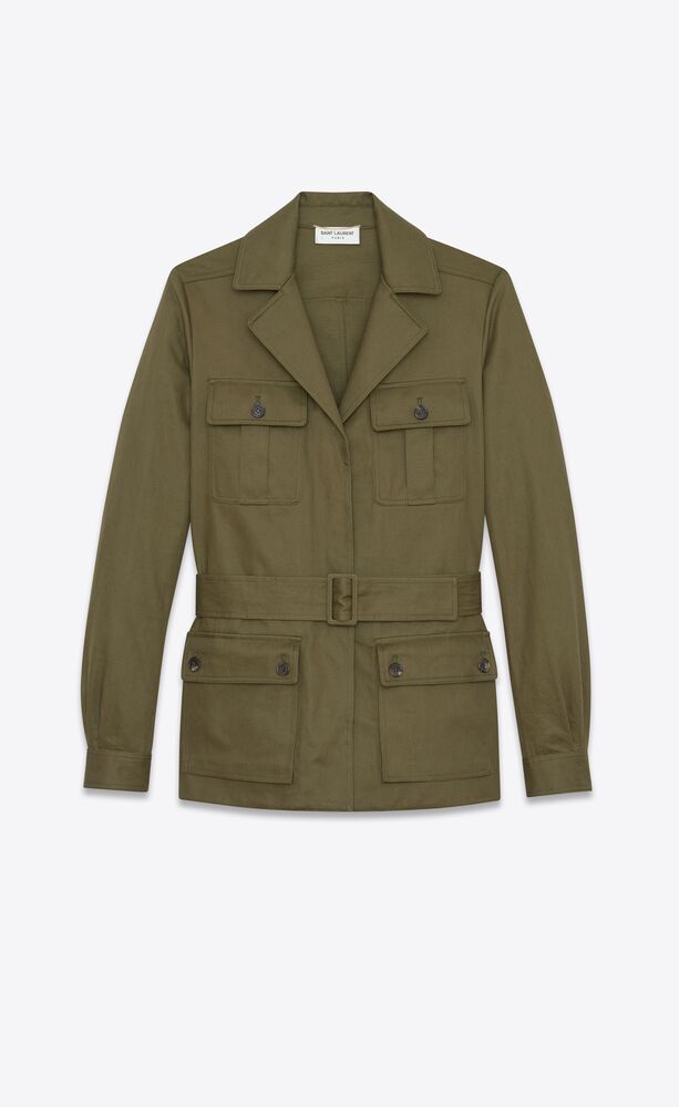 safari jacket in cotton gabardine and linen