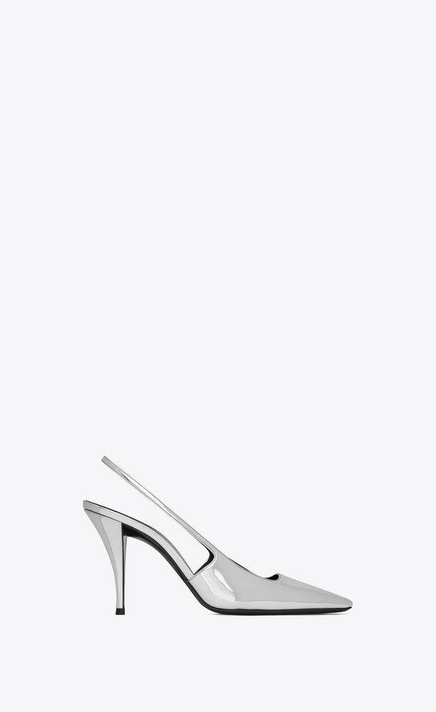 blade slingback pumps in mirrored leather