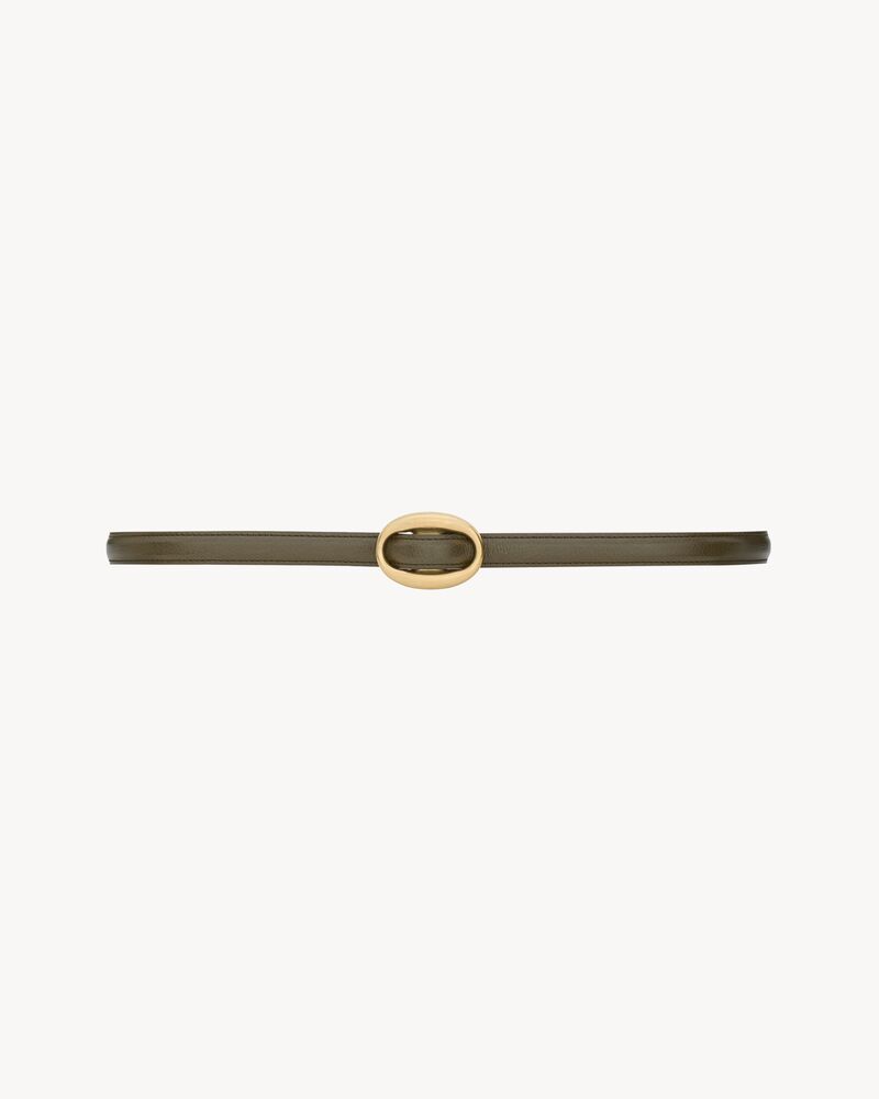 oval buckle thin belt in smooth leather
