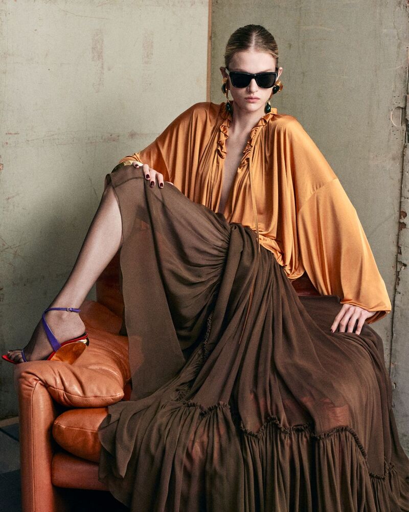 ruffled skirt in silk crepe muslin