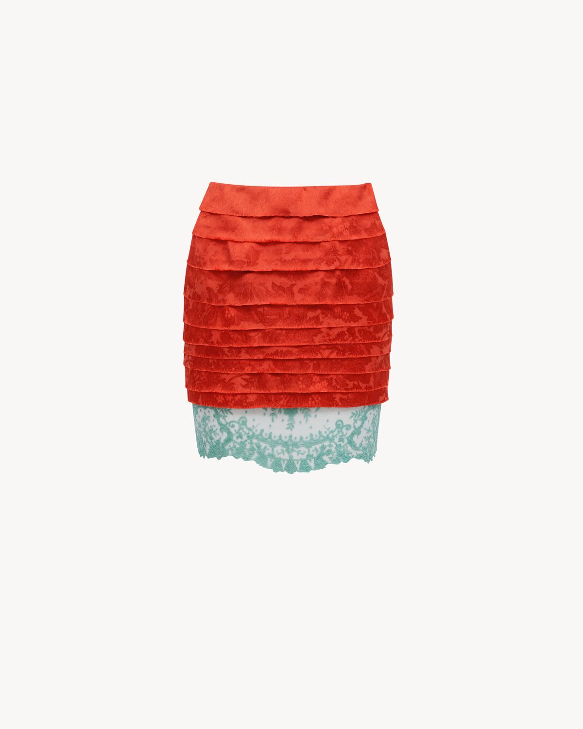 mini skirt in jacquard and lace