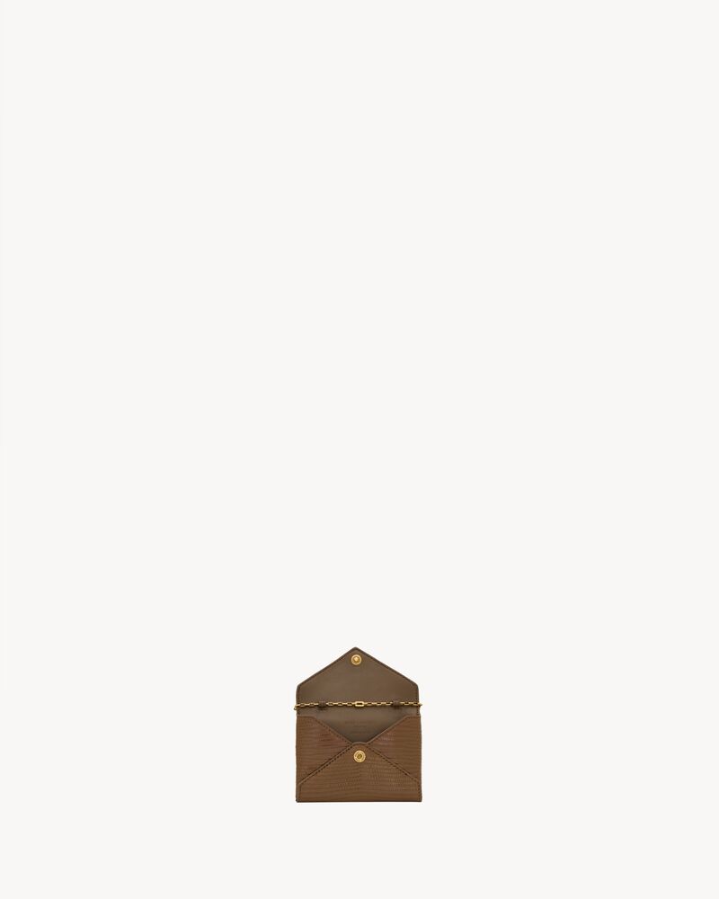 LETTER chain card case in lizard