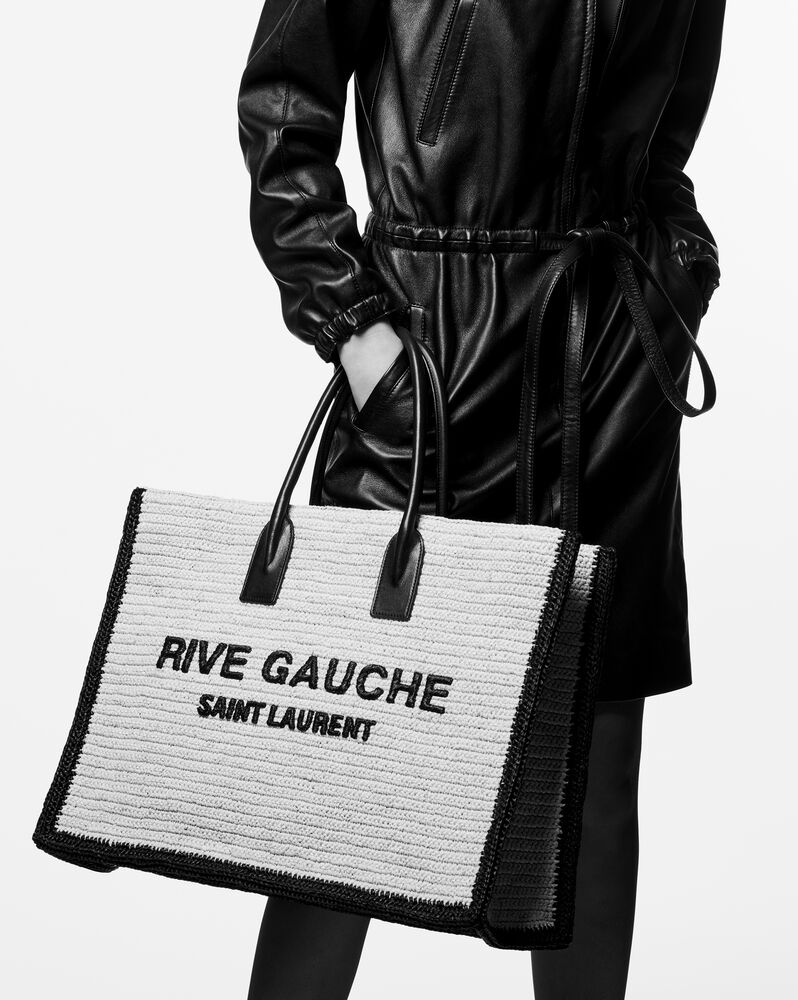 Saint Laurent Large Rive Gauche Leather Tote Bag in Black