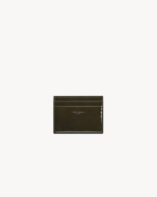 SAINT LAURENT PARIS card case in smooth leather in Green Saint