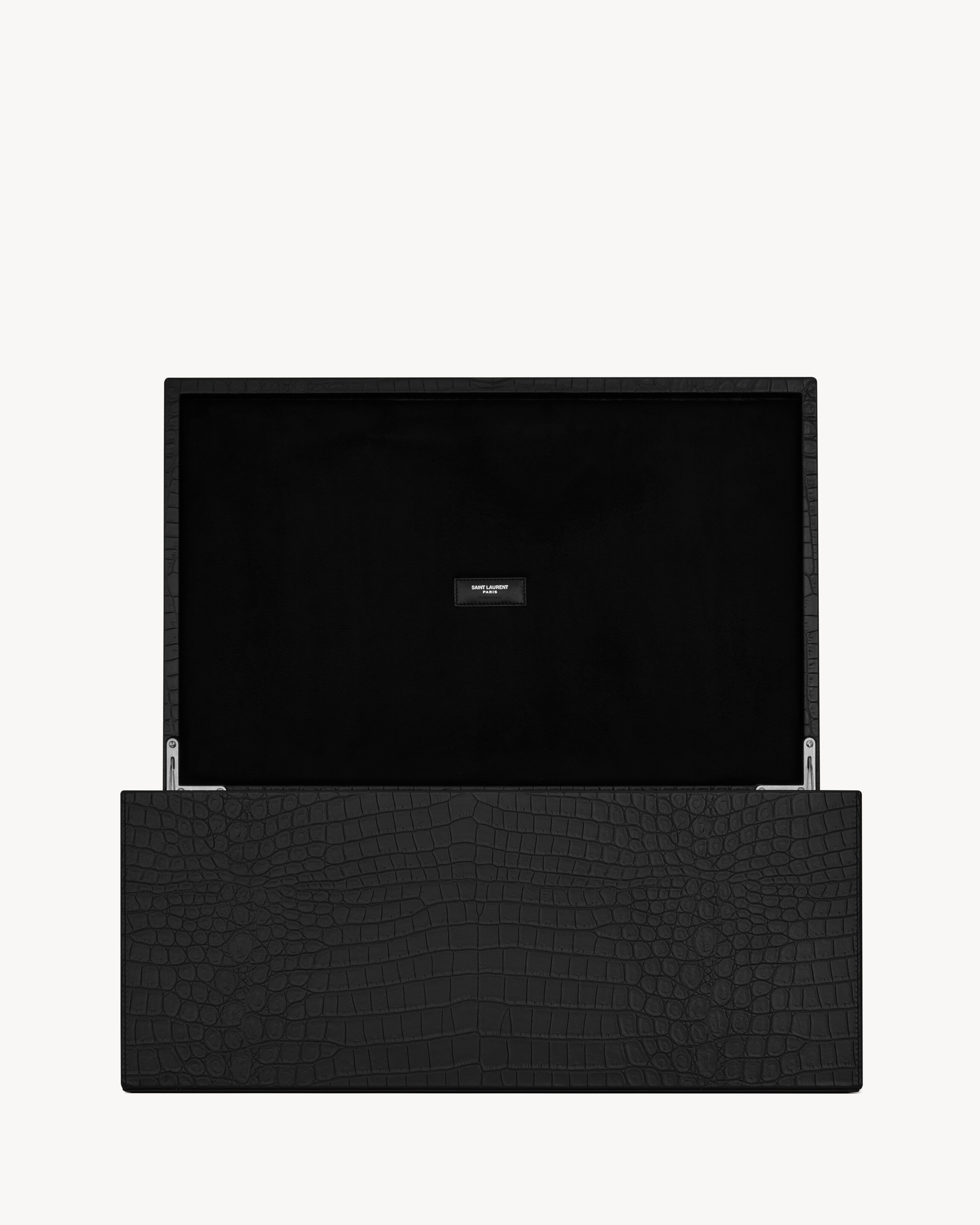 Large CROCODILE-EMBOSSED leather box