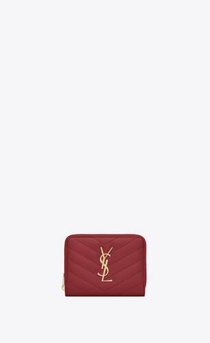monogram compact zip around wallet in grain de poudre embossed leather