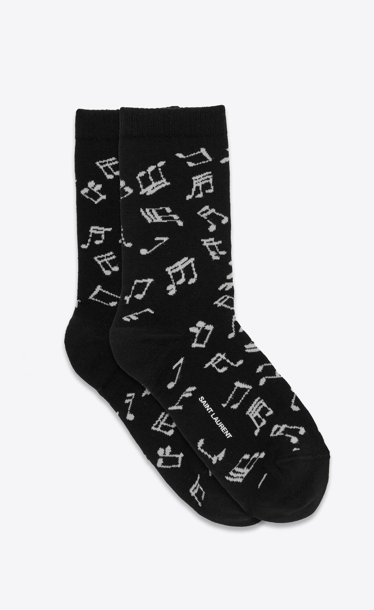 Check and musical notes pattern socks Saint Laurent