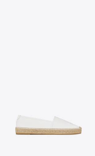 Donna Scarpe da Scarpe basse e piatte da Sandali e scarpe espadrilles Espadrillas in pelle bianca con logoSaint Laurent in Pelle di colore Bianco 