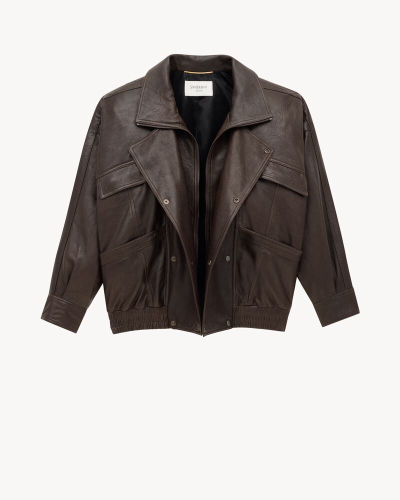 bomber jacket in bubbled lambskin