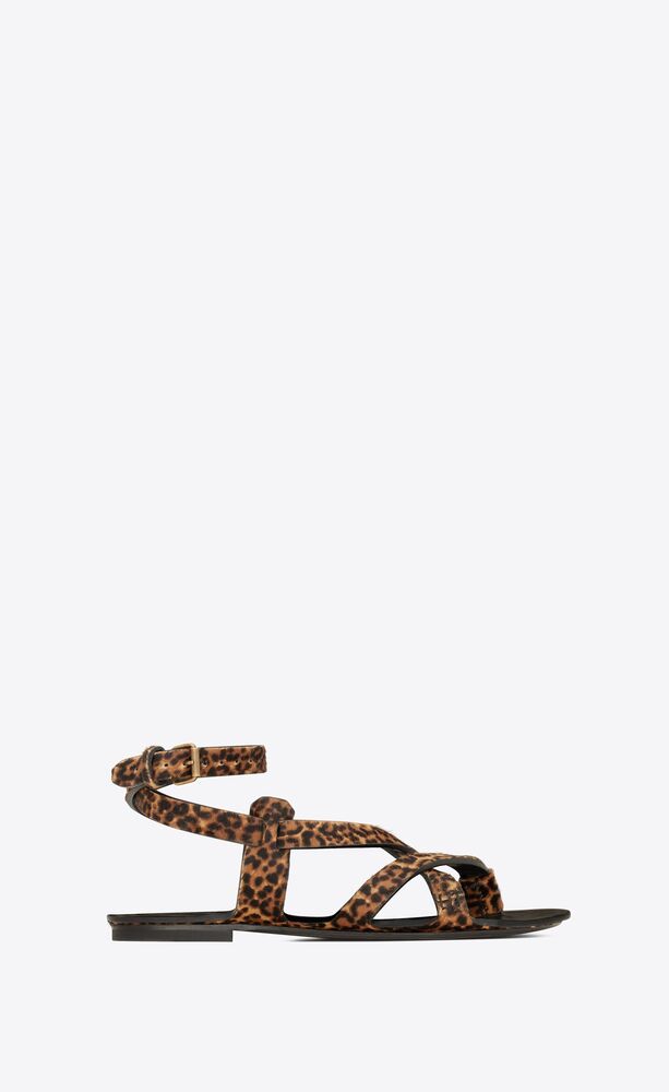 culver flat sandals in leopard-print pony-effect leather