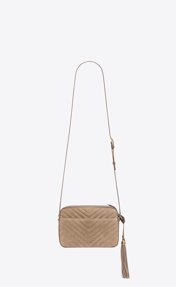 Saint Laurent - Lou Taupe Quilted Suede Camera Bag