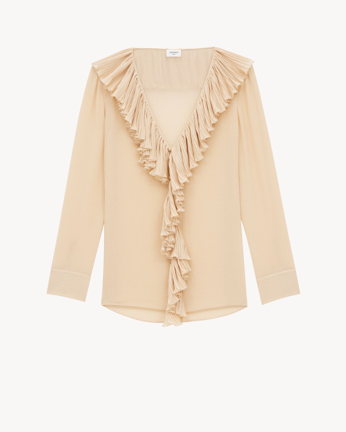 ruffled blouse in silk crepon muslin