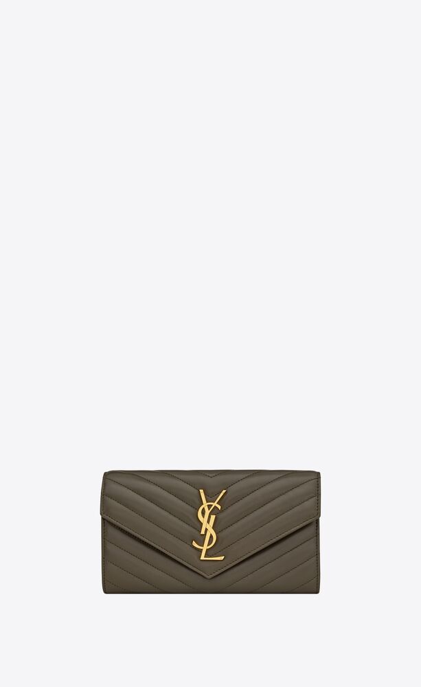 CASSANDRE MATELASSÉ large flap wallet in lambskin, Saint Laurent