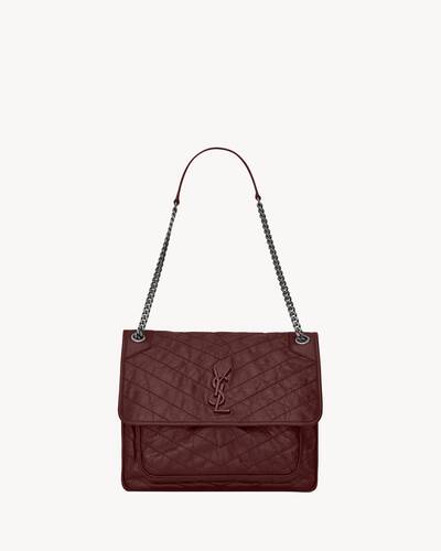 large niki chain bag in crinkled and quilted leather