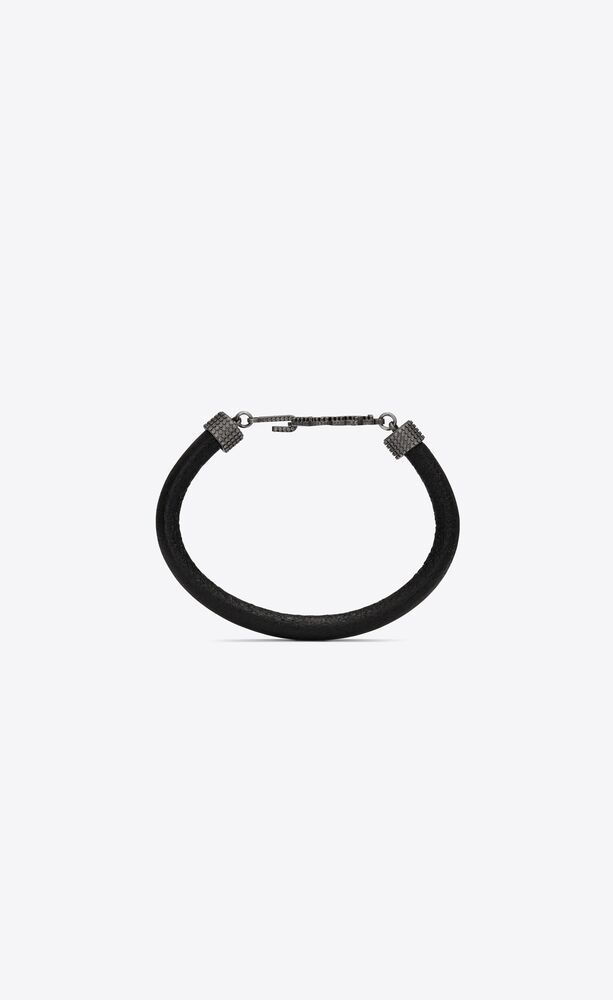 opyum bracelet in crinkled leather and metal