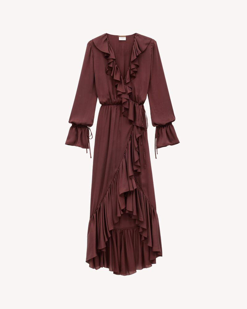 ruffled dress in silk charmeuse