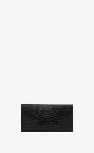 letter pouch in lizard-embossed leather