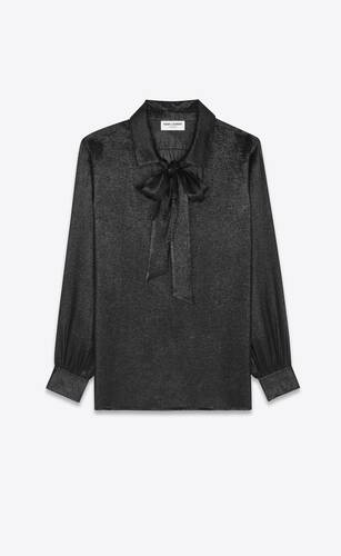 lavallière-neck blouse in sparkly silk