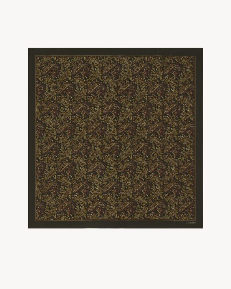 square scarf in paisley silk twill