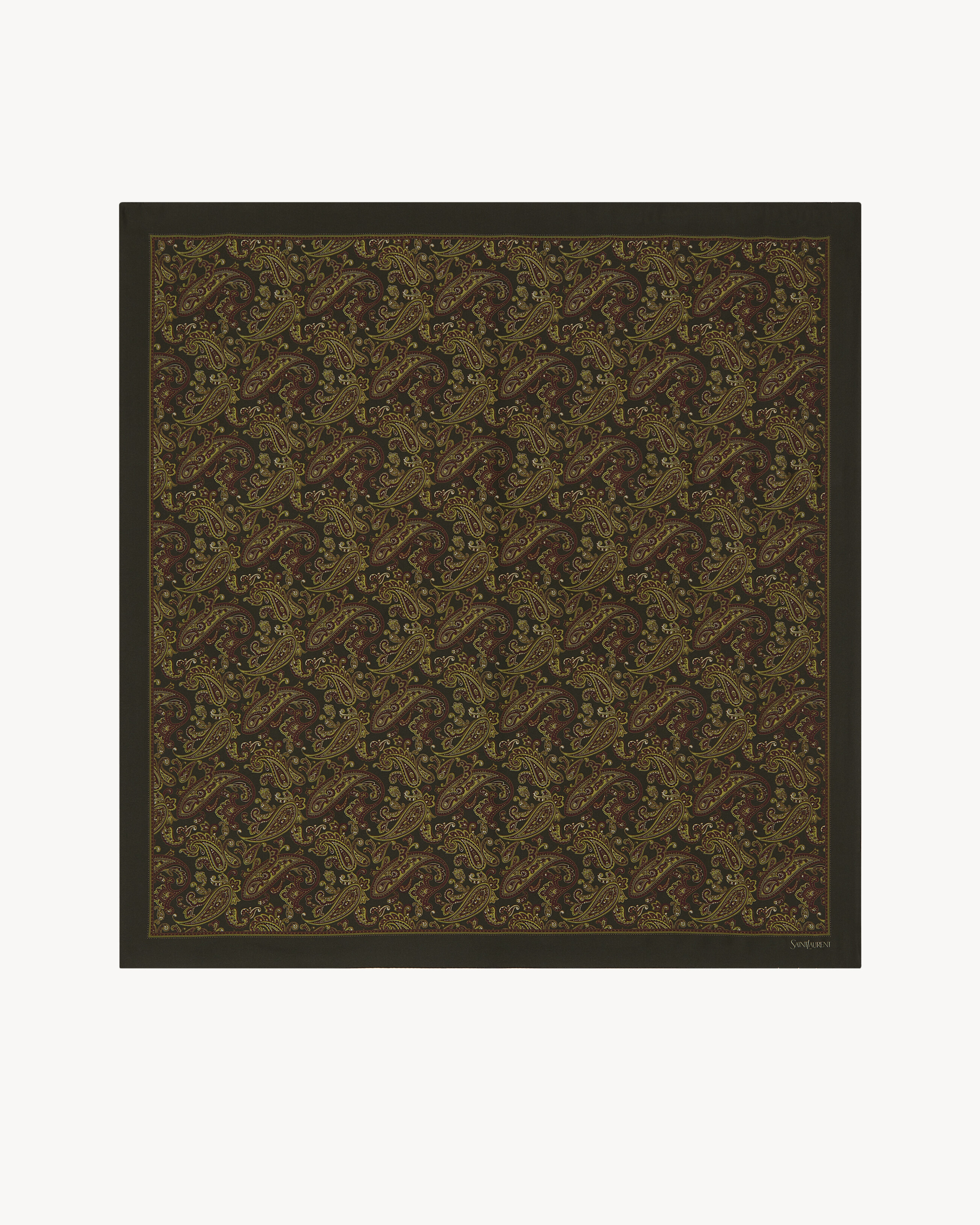 square scarf in paisley silk twill