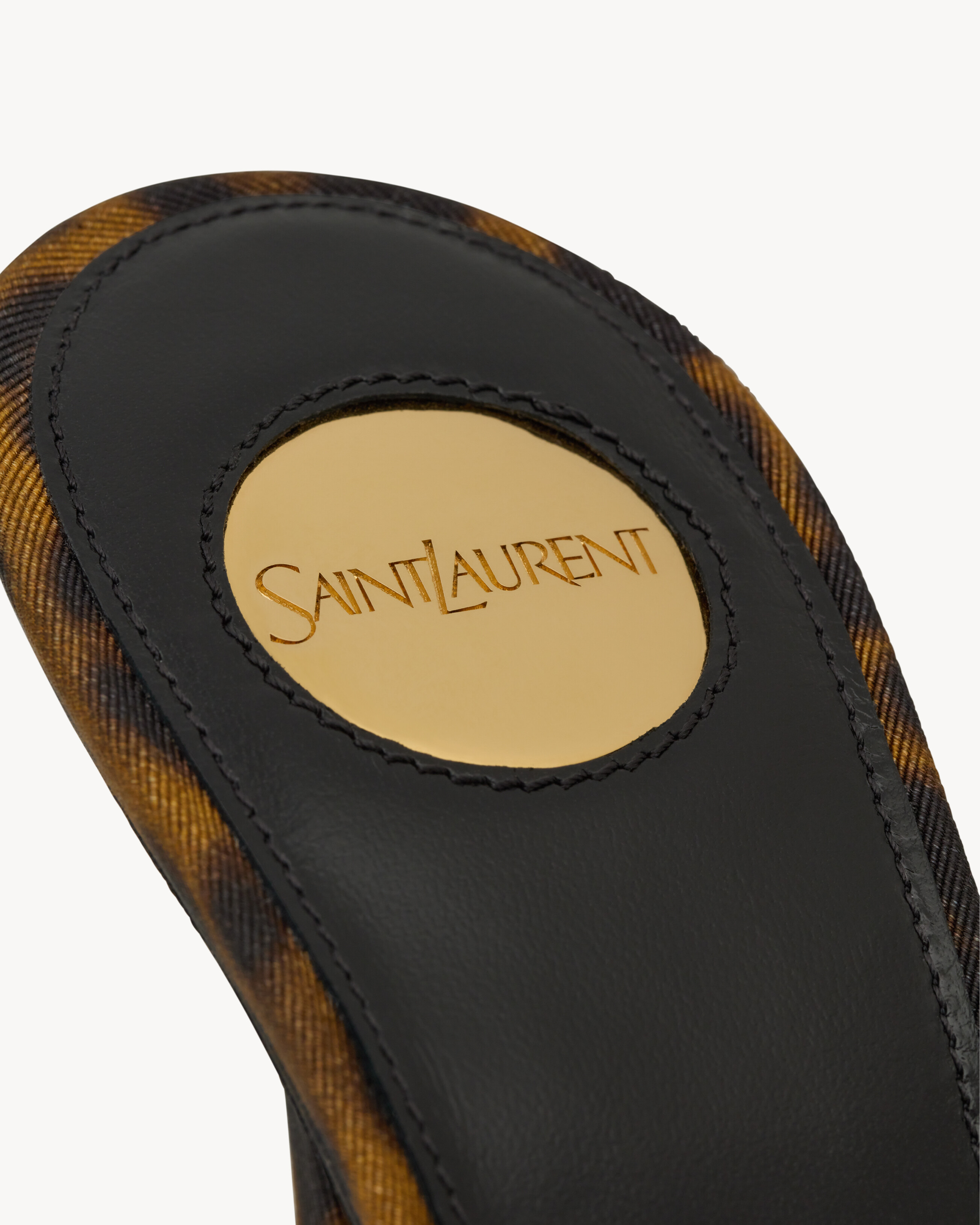 GOLDIE mules in leopard grosgrain