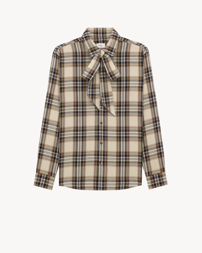 Camicia lavallière CASSANDRE in cotone tartan