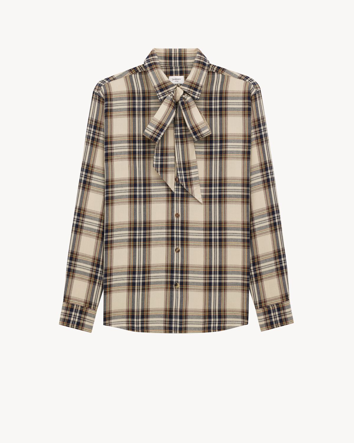 chemise cassandre à lavallière en coton motif tartan