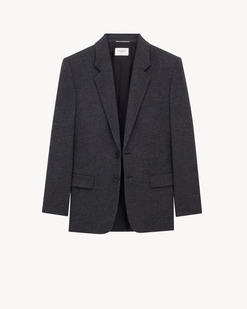 jacket in striped wool and cashmere flannel