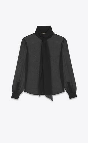 lavallière-neck blouse in crepe muslin
