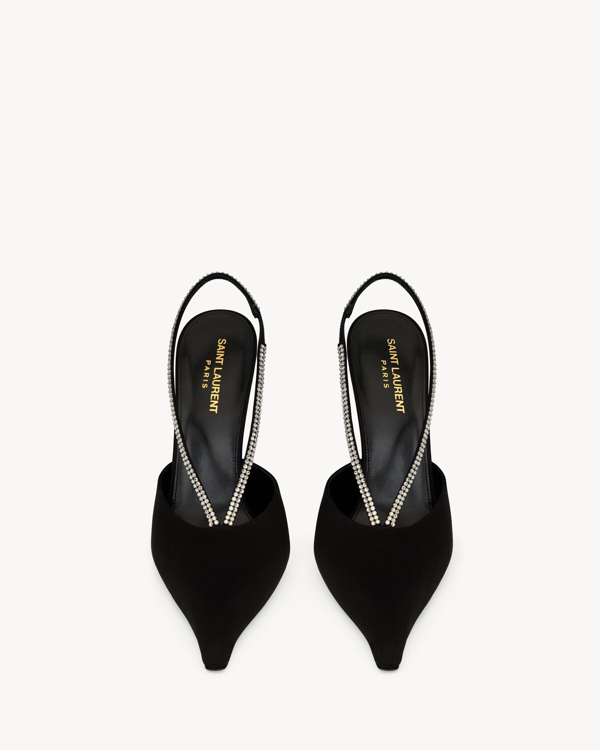 AMANDA Slingback-Pumps aus Satin-Crêpe und Strasssteinen