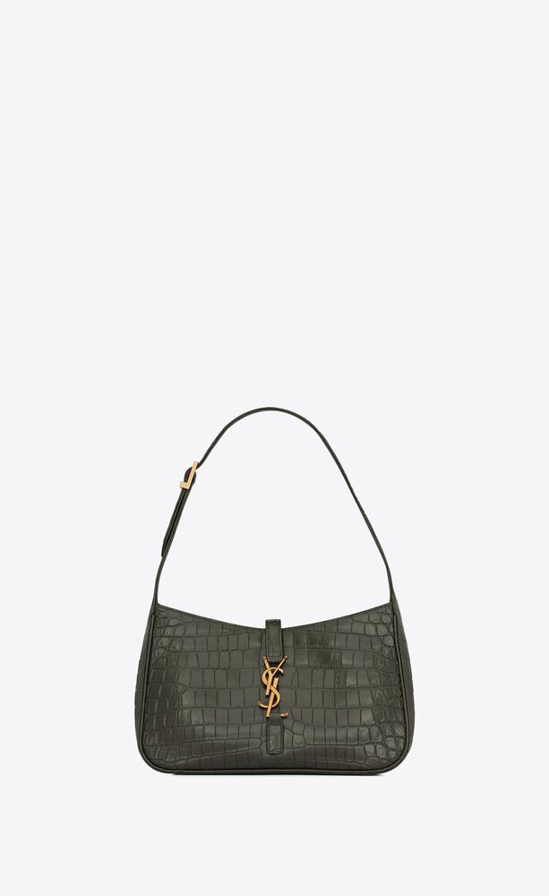 Saint Laurent YSL Women LE 5 A 7 Hobo Bag in Crocodile-Embossed Shiny  Leather